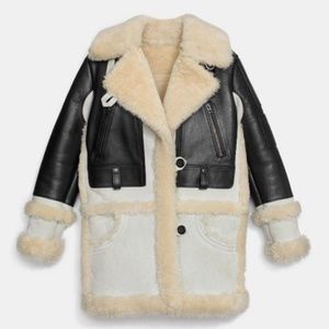 COACH Coat Leather Shearling Fur Biker Moto Design